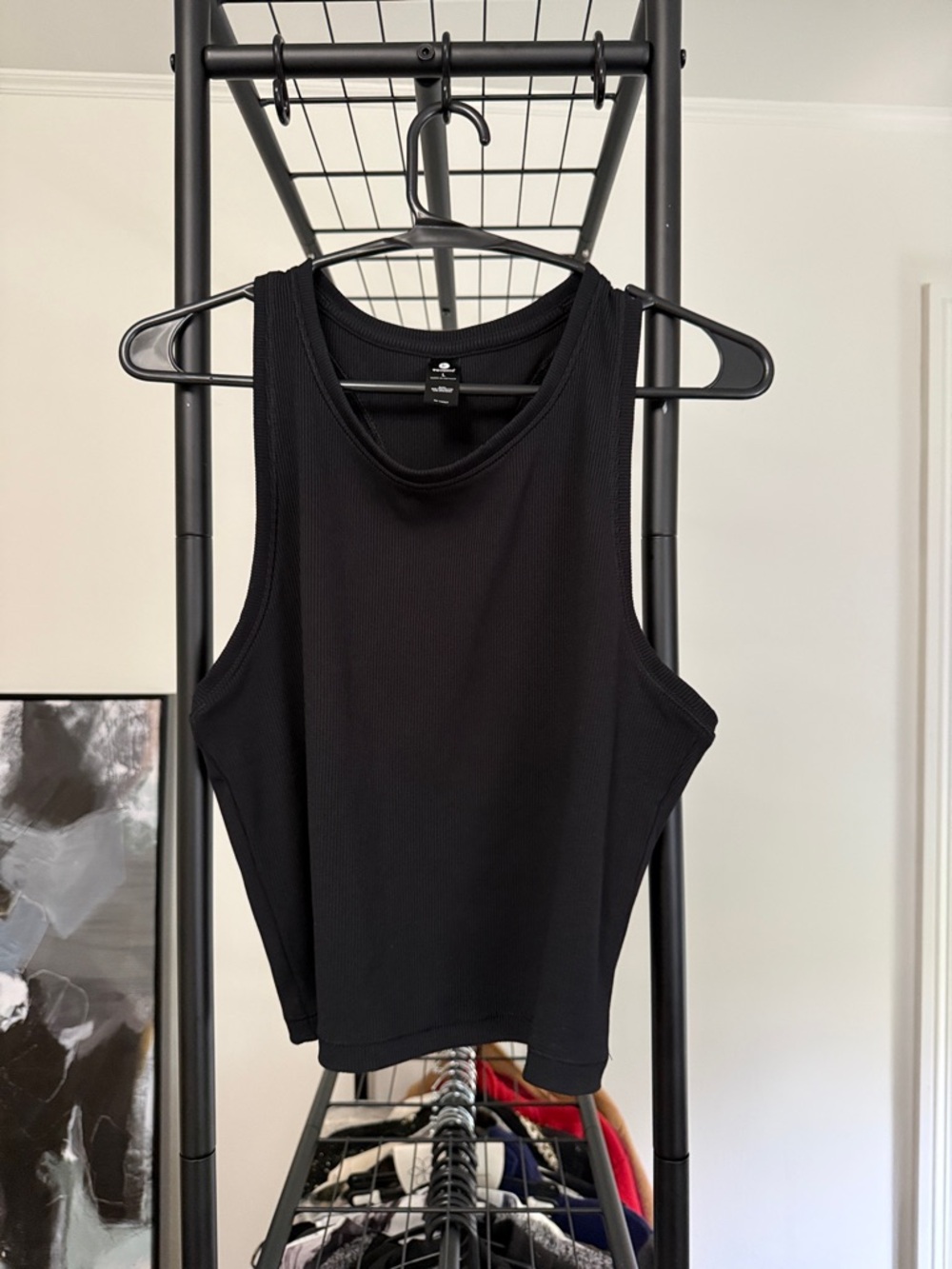 90 Degree By Reflex Black Ribbed Tank - Scoop Neck Athletic Style